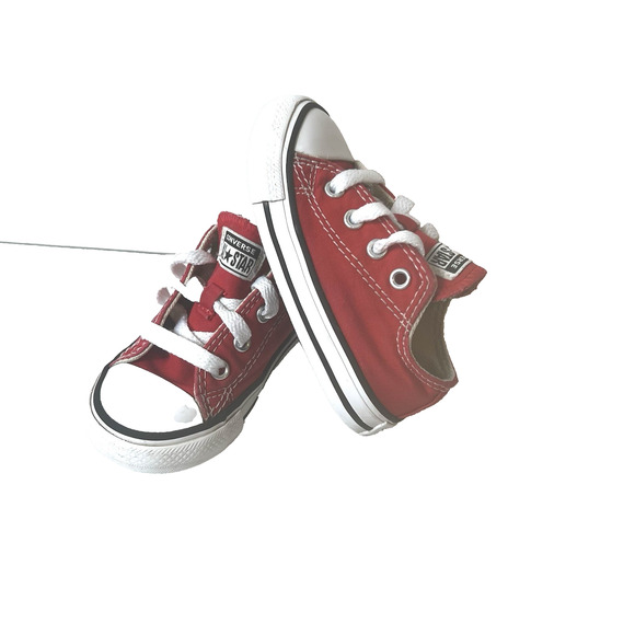 Converse All Star Kids Infant Toddler 6 Red Canvas Sneaker Lace Up Low Top Shoes - Picture 1 of 11